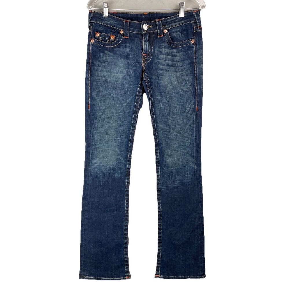 True Religion Women 30 Jeans Vintage World Tour Johnny Bootcut Stretch USA Y2K